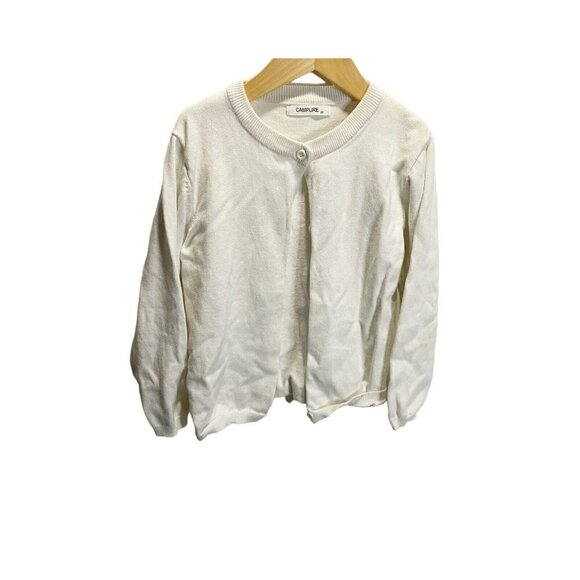 Campure Girls Size 6 Cardigan Sweater Cream Long Sleeved Knit Casual - Picture 1 of 6